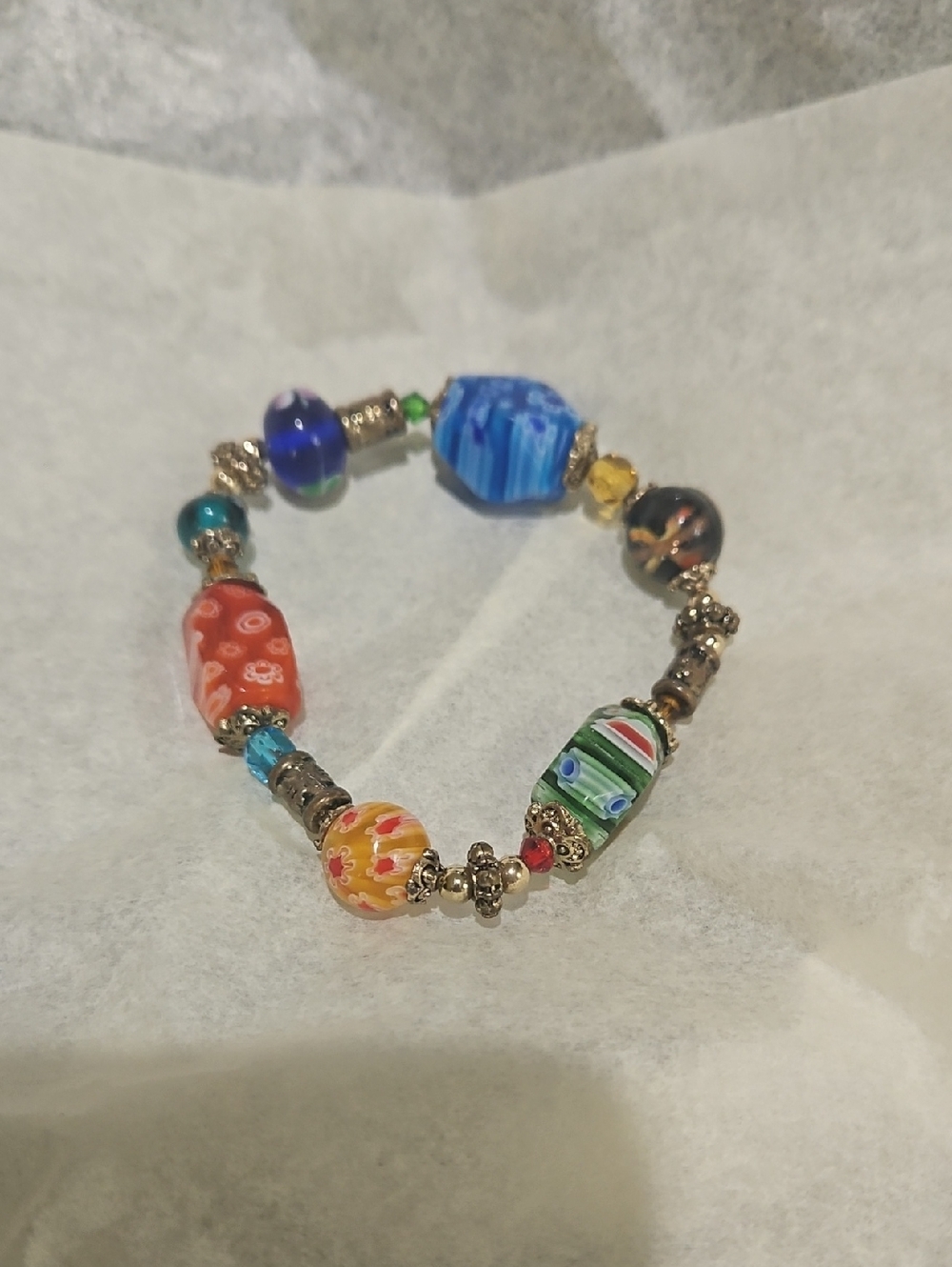 Multicolor Glass Bead Stretch Bracelet - Women Jewelry